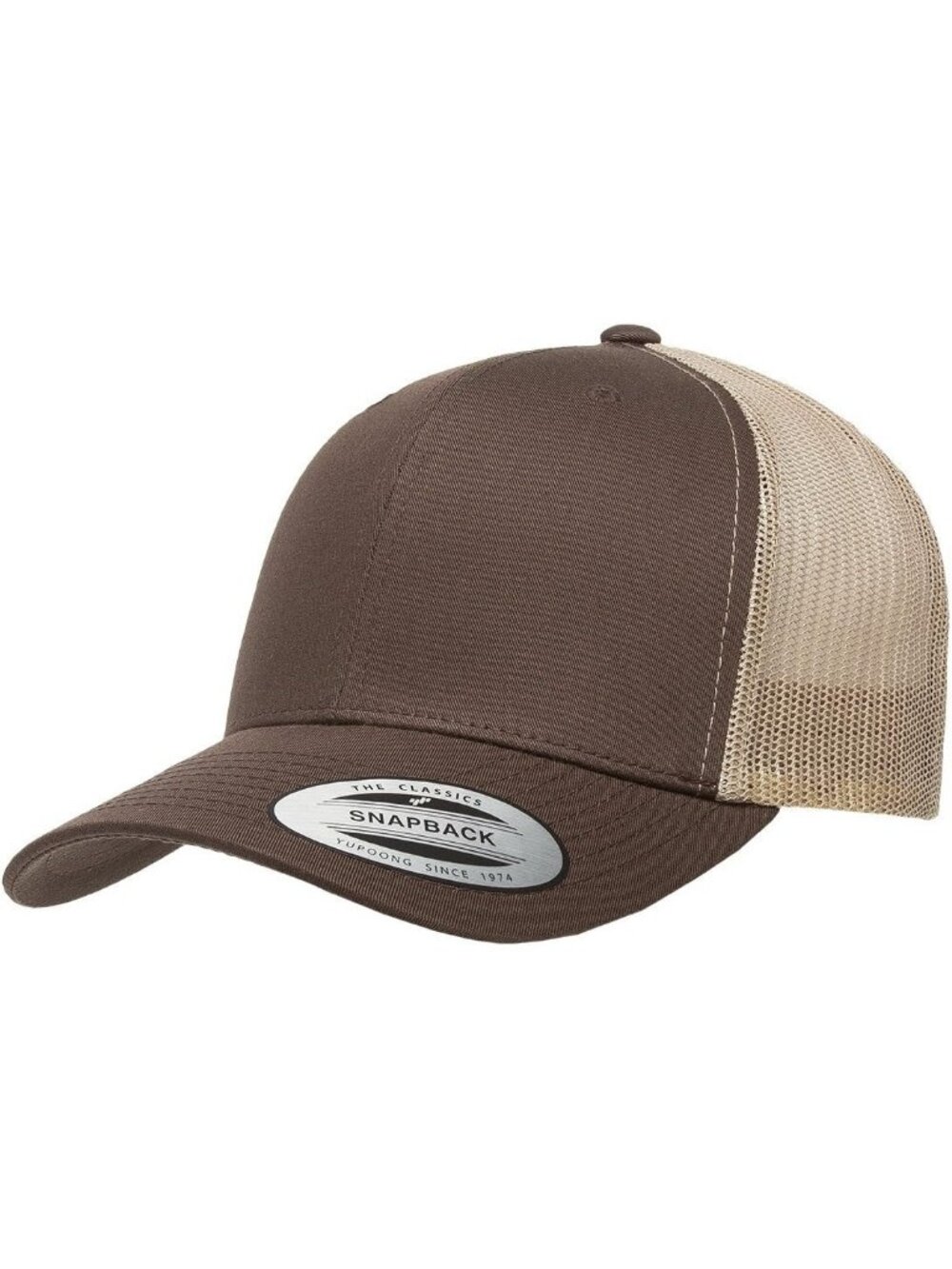 Men's Brown/Khaki Cotton Classics Trucker Mesh Cap YP Snapback Loose Fit Hat Cap